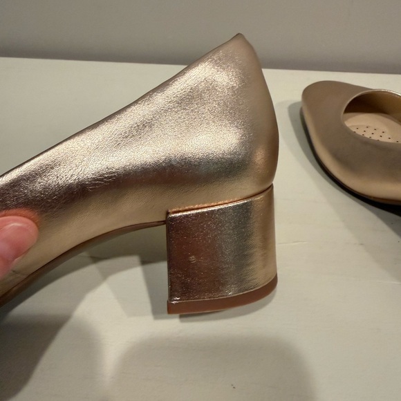 Alex Marie Gold Block Heel Pumps - Picture 10 of 11